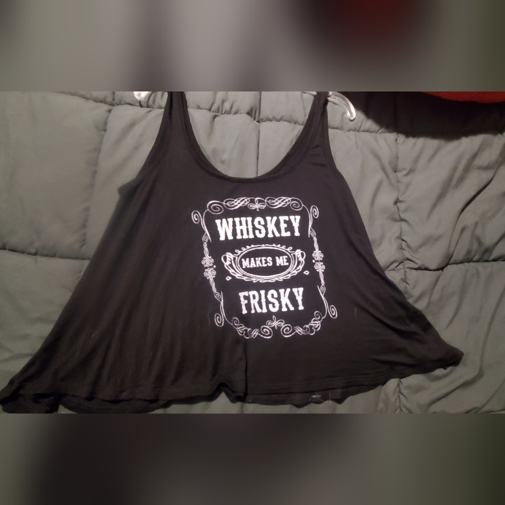 Black Graphic Tank TopWhiskey Makes Me Frisky